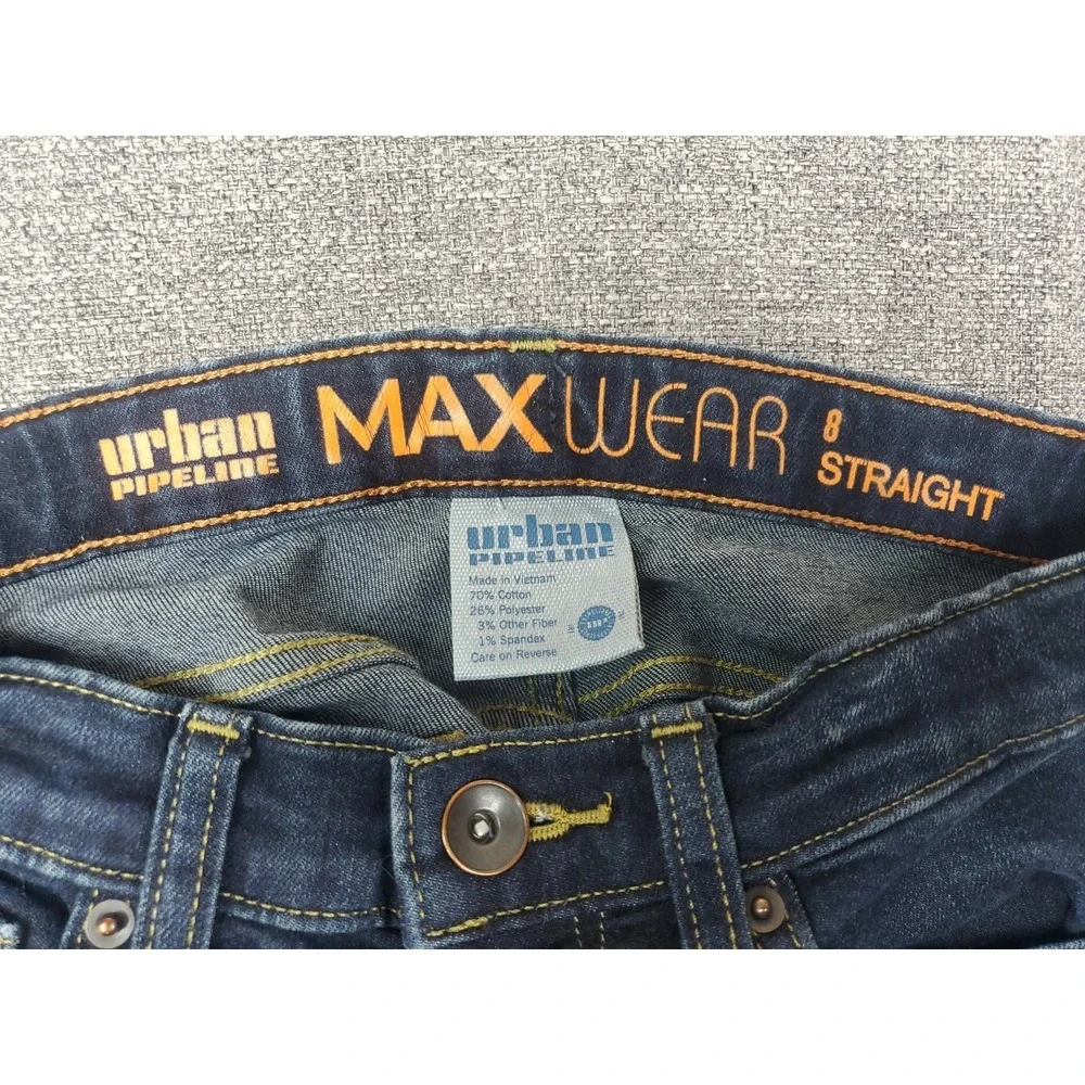 Size 8 Urban Pipeline Max Wear Relaxed Straight Leg Dark Wash Denim Jeans Boy's